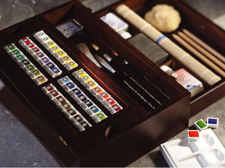 Akvarelové farby REMBRANDT - Master box 42 kalíškov