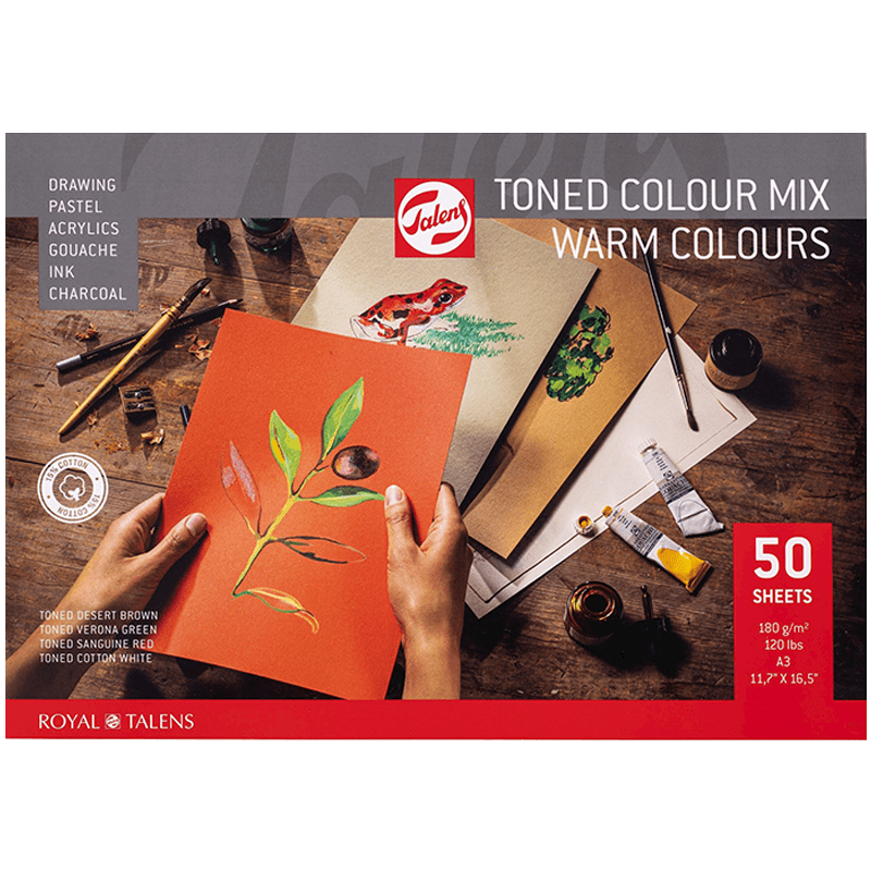Talens Tónovaný papier - Teplé farby A4, 180g - 50 listov