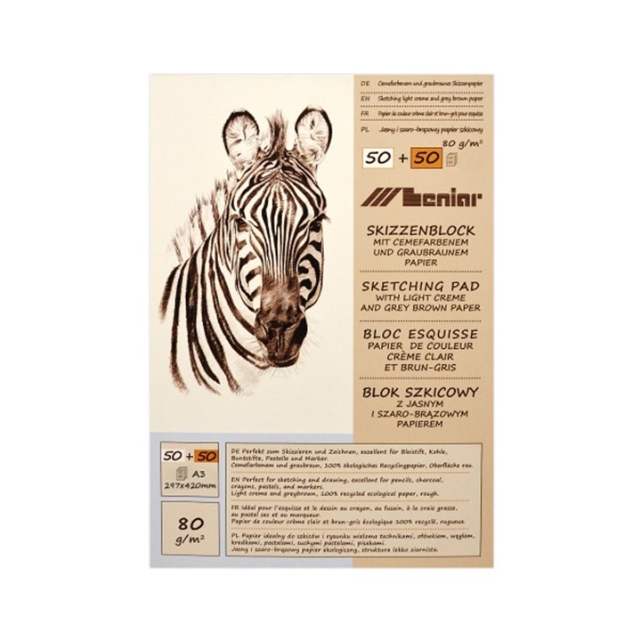 Blok papierov Leniar Zebra - A2 - 100 listov