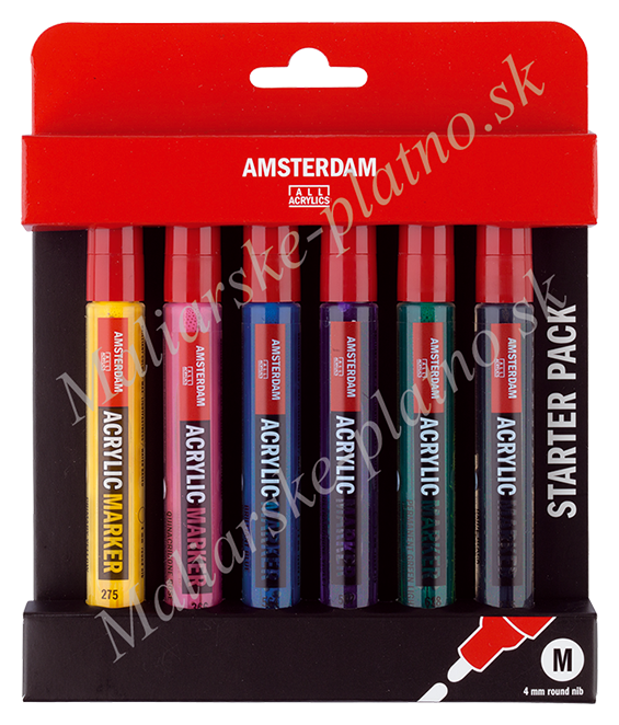 Akrylové fixy AMSTERDAM - Starter set 6 x 4 mm