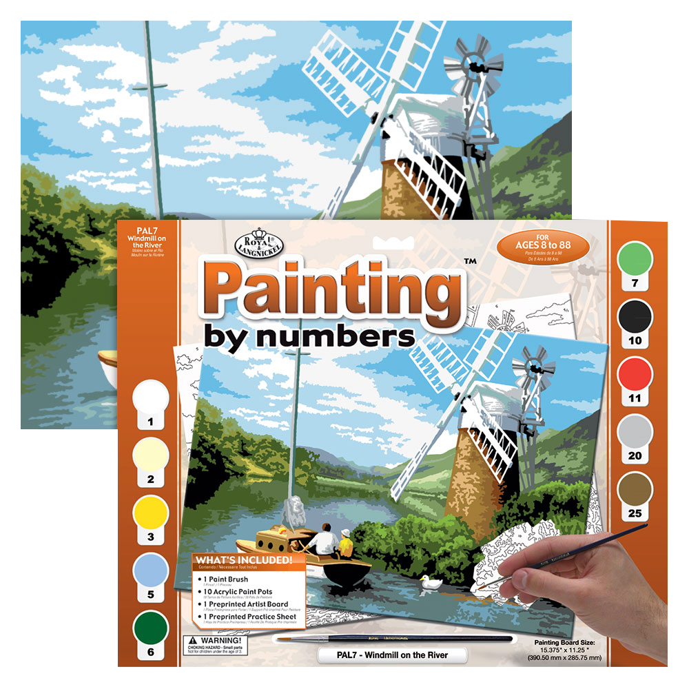 Maľovanie podľa čísiel formát A3 - Veterný mlyn na rieke