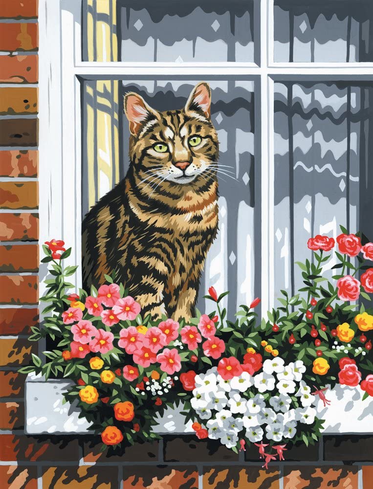 Maľovanie podľa čísiel na plátno formát A4 - Mačka v okne