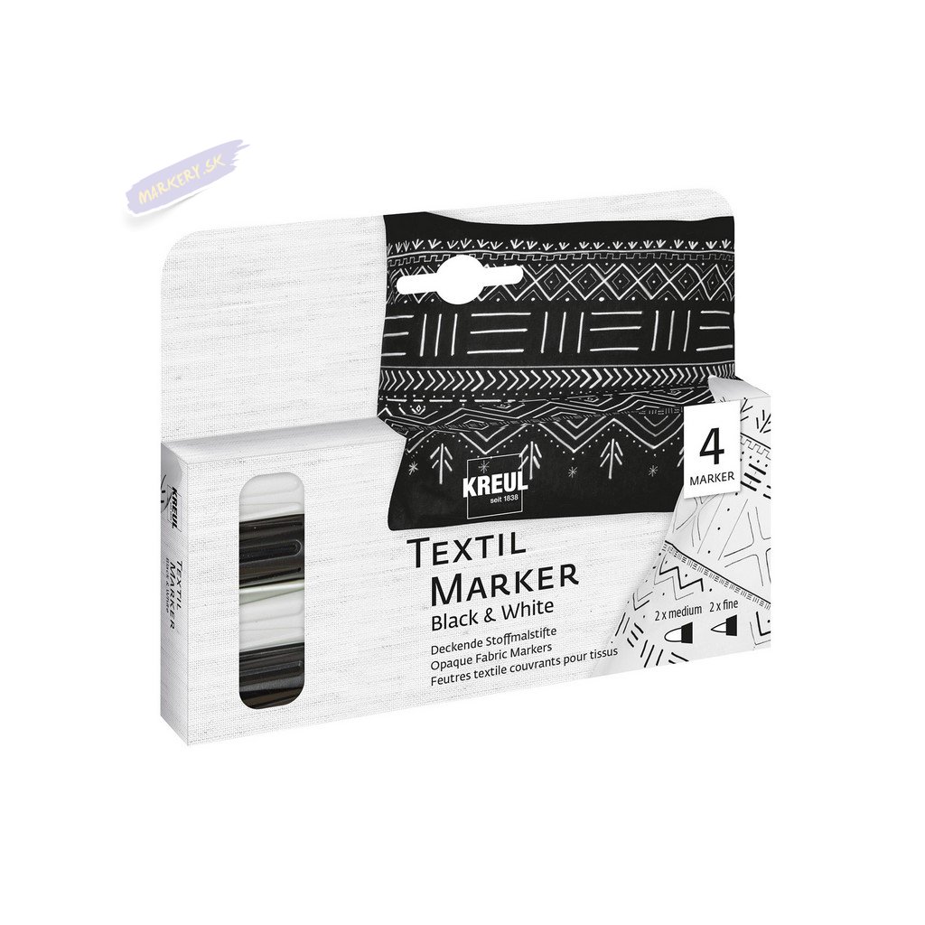 Kreul Sada markerov na textil Black & White- 4ks  