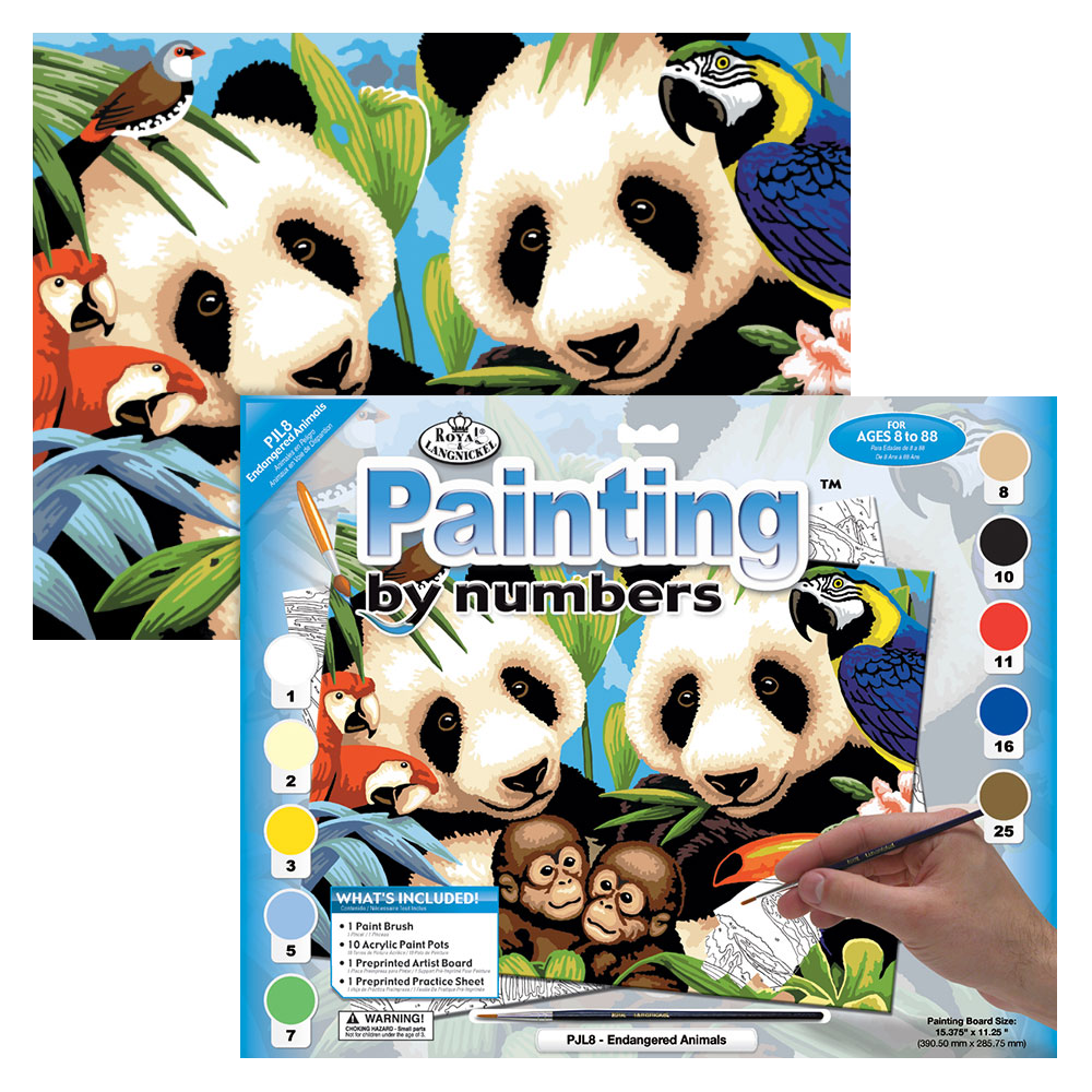 Maľovanie podľa čísiel formát A3 - Pandy a gorily