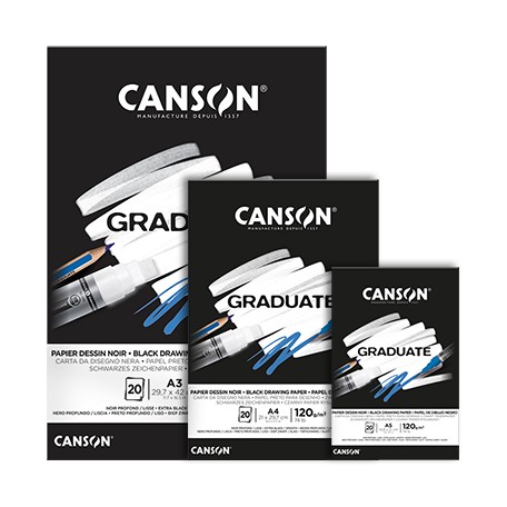 Blok Canson Graduate Black 120 g/m² - 20 listov - rôzne veľkosti