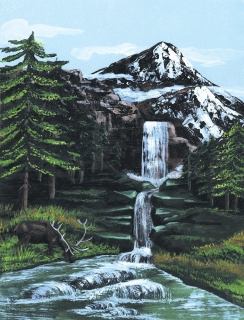 Maľovanie podľa čísiel na plátno formát A4 - Horský vodopád