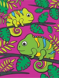 Prvé maľovanie podľa čísiel A4- Chameleón
