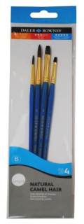 D&R Simply sada štetcov na akvarel Natural ťaví vlas 4ks krátka rúčka