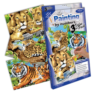 Maľovanie podľa čísiel A4 – Mačky z džungle -sada 3 ks